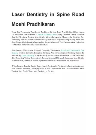 Laser Dentistry in Spine Road Moshi Pradhikaran