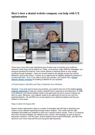 Here’s how a dental website company can help with UX optimization