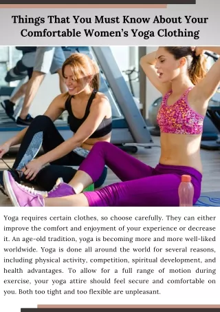 Things That You Must Know About Your Comfortable Women’s Yoga Clothing