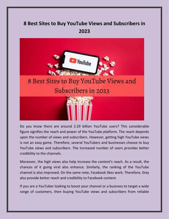 PPT - 8 Best Sites To Buy YouTube Views And Subscribers In 2023 ...