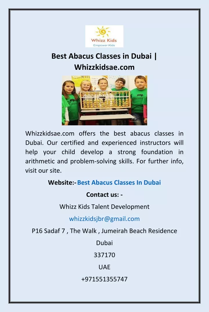 best abacus classes in dubai whizzkidsae com