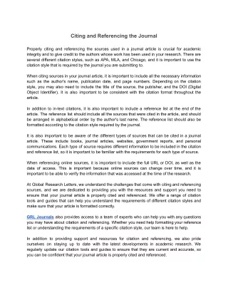 Citing and Referencing the Journal