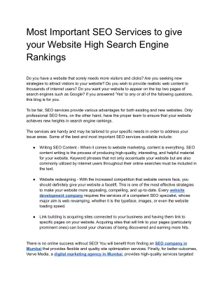 most important seo services to give your website