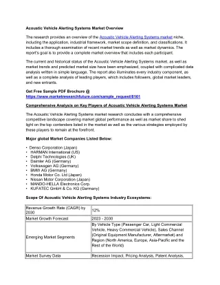 acoustic vehicle alerting systems market overview