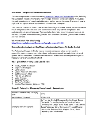 Automotive Charge Air Cooler Market
