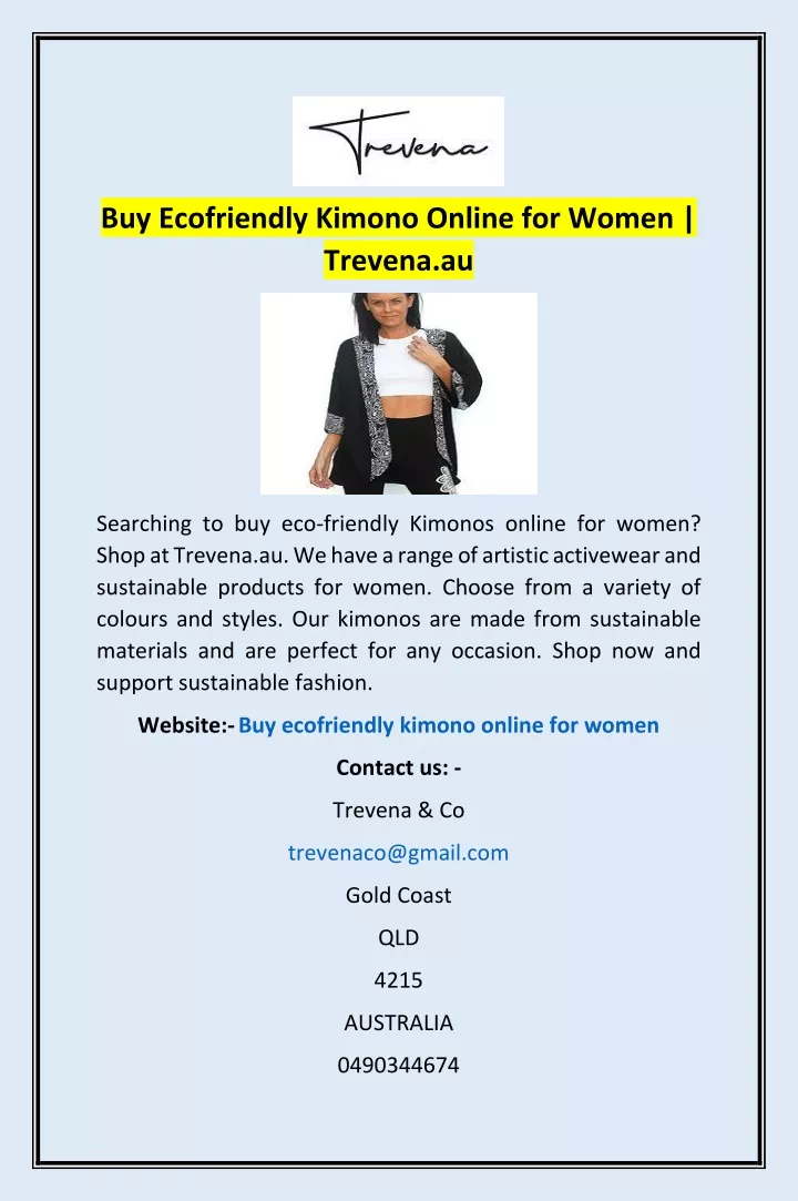 buy ecofriendly kimono online for women trevena au