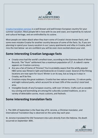 Some interesting facts Croatian language Translation