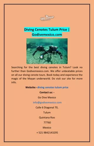 diving cenotes tulum price godivemexico com