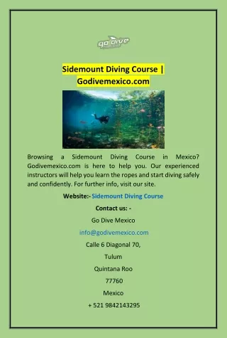 sidemount diving course godivemexico com