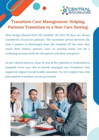 Transition Care Management: Helping Patients Transition to a New Care Setting