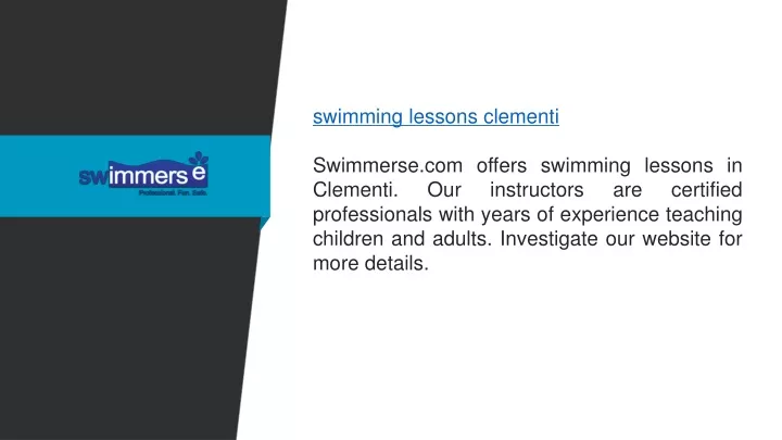 swimming lessons clementi swimmerse com offers