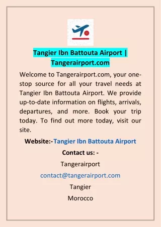 Tangier Ibn Battouta Airport | Tangerairport.com