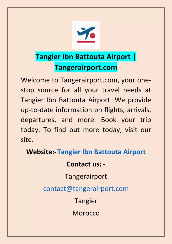 tangier ibn battouta airport tangerairport com