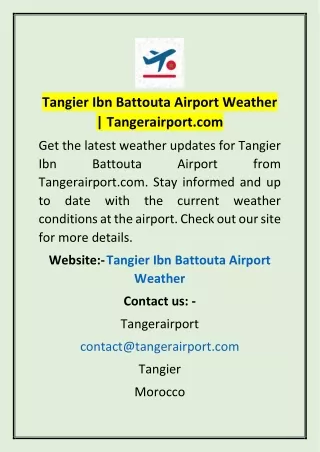 Tangier Ibn Battouta Airport Weather | Tangerairport.com