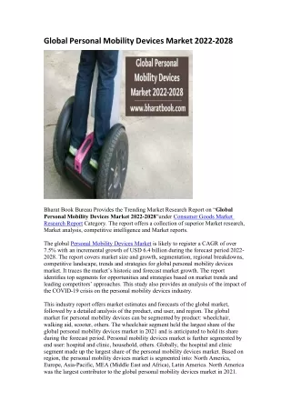 global personal mobility devices market 2022 2028