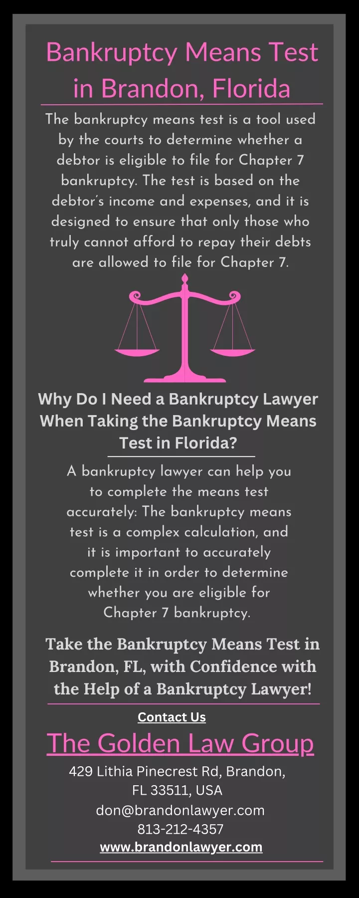 bankruptcy means test in brandon florida