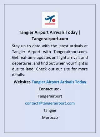 Tangier Airport Arrivals Today | Tangerairport.com
