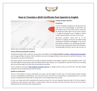how to translate a birth certificate from spanish