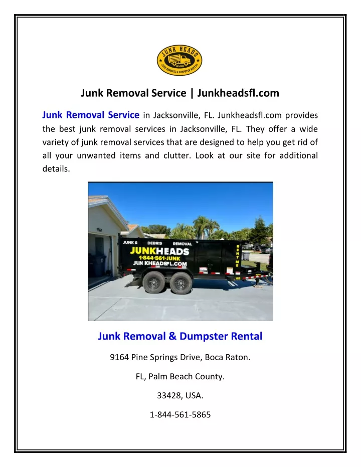 junk removal service junkheadsfl com