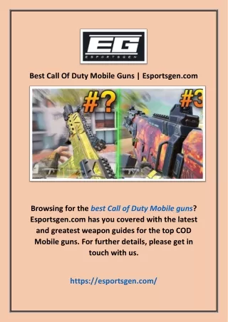 Best Call Of Duty Mobile Guns | Esportsgen.com