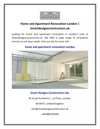 Home and Apartment Renovation London | Smartdesignsconstructors.uk