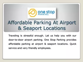 Affordable Parking At Airport & Seaport Locations – Book Now