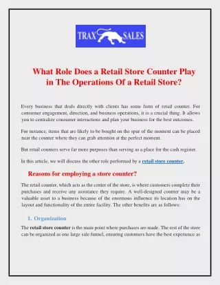 What Role Does a Retail Store Counter Play in The Operations Of a Retail Store.docx