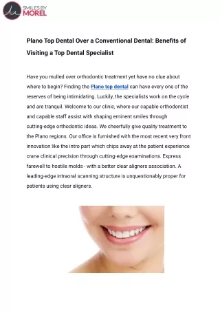 Plano Top Dental Over a Conventional Dental_ Benefits of Visiting a Top Dental Specialist