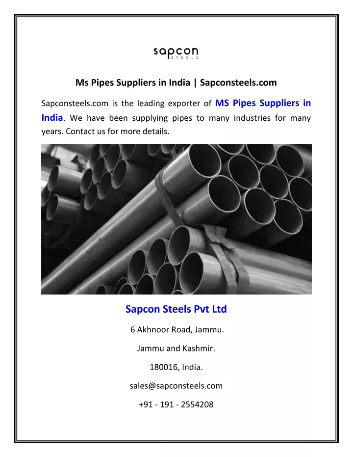 ms pipes suppliers in india sapconsteels com