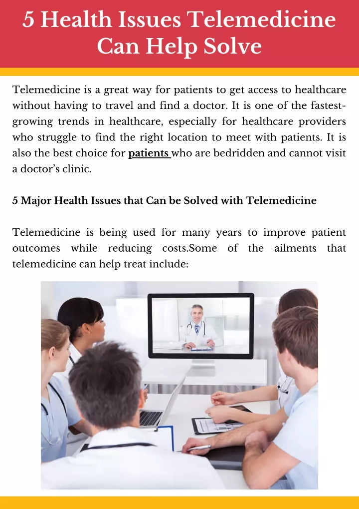 5 health issues telemedicine can help solve