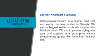 Leather Wholesale Suppliers  Littlekingsupplyco.com