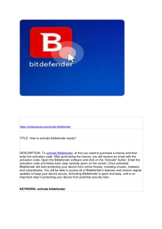 https simplyassist us activate bitdefender