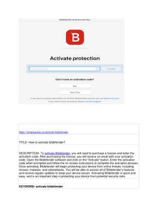 https simplyassist us activate bitdefender