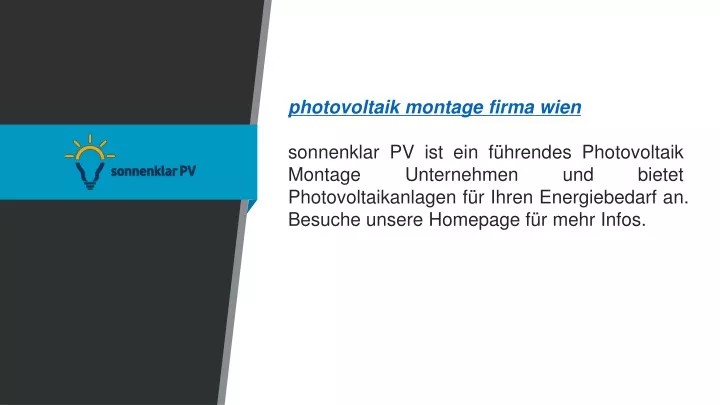 photovoltaik montage firma wien sonnenklar