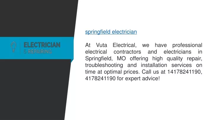 springfield electrician at vuta electrical