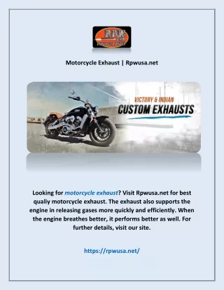 Motorcycle Exhaust | Rpwusa.net