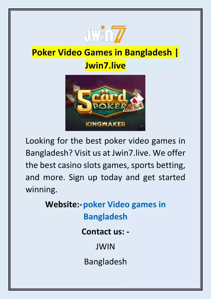 poker video games in bangladesh jwin7 live