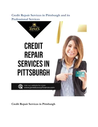 Credit Repair Services in Pittsburgh and its Professional Services