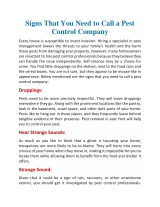 Signs that you need to call a pest control company