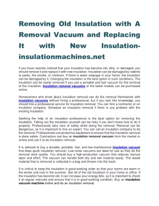 Removing Old Insulation with A Removal Vacuum and Replacing It with New Insulation-insulationmachines.net