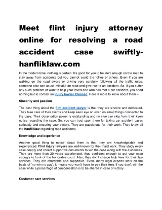 Meet flint injury attorney online for resolving a road accident case swiftly-hanfliklaw.com
