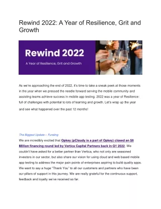 Rewind 2022 : A Year of Resilience, Grit and Growth