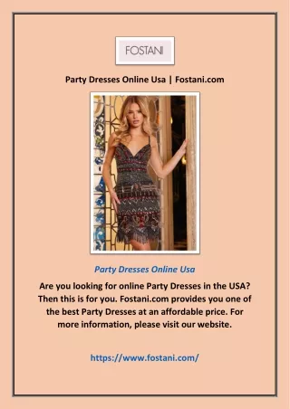 Party Dresses Online Usa | Fostani.com