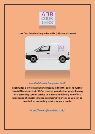 Low Cost Courier Companies in Uk | Ajbcouriers.co.uk