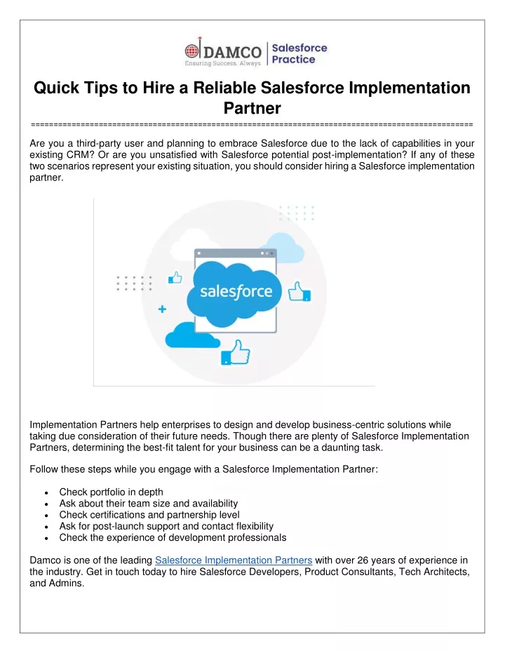 quick tips to hire a reliable salesforce