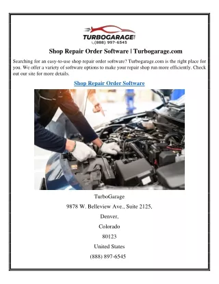 shop repair order software turbogarage com