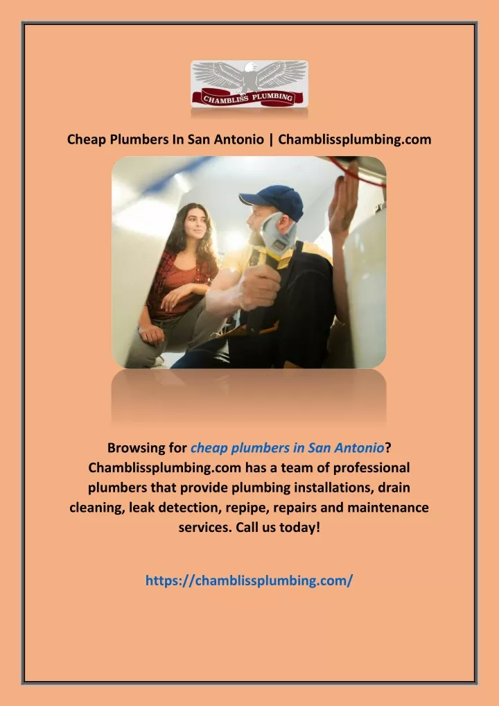 cheap plumbers in san antonio chamblissplumbing