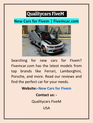 New Cars for Fivem | Fivemcar.com