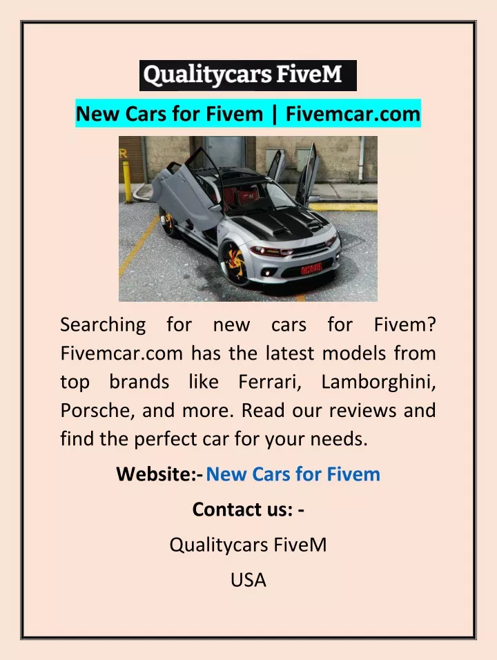 new cars for fivem fivemcar com