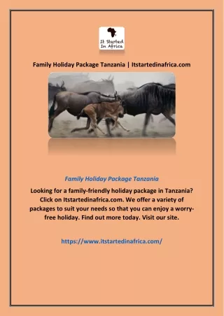 Family Holiday Package Tanzania | Itstartedinafrica.com